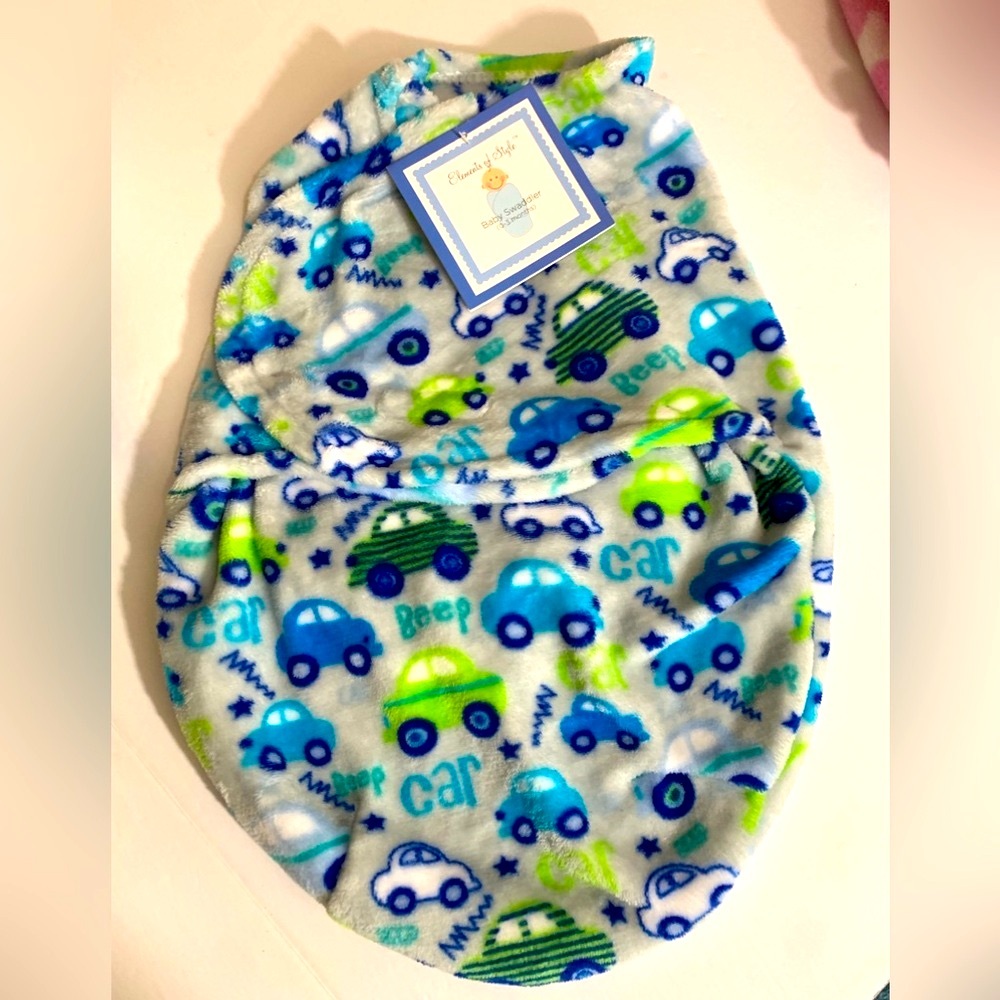 Elements of Style Baby Swaddle Blanket Car Print - NWT